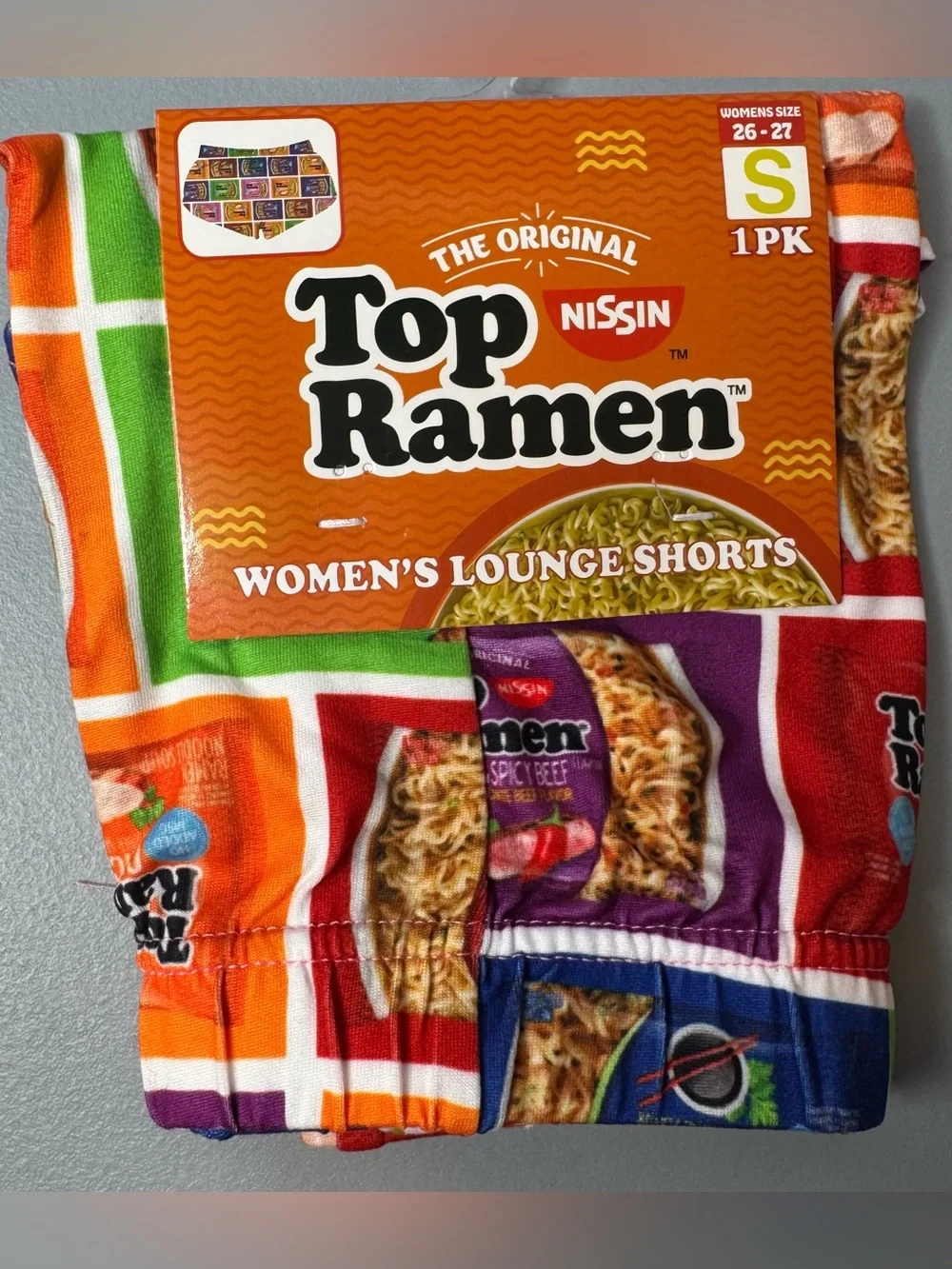 Top Ramen Women's Lounge Shorts - Multicolor package Noodle Print Sz SM soup